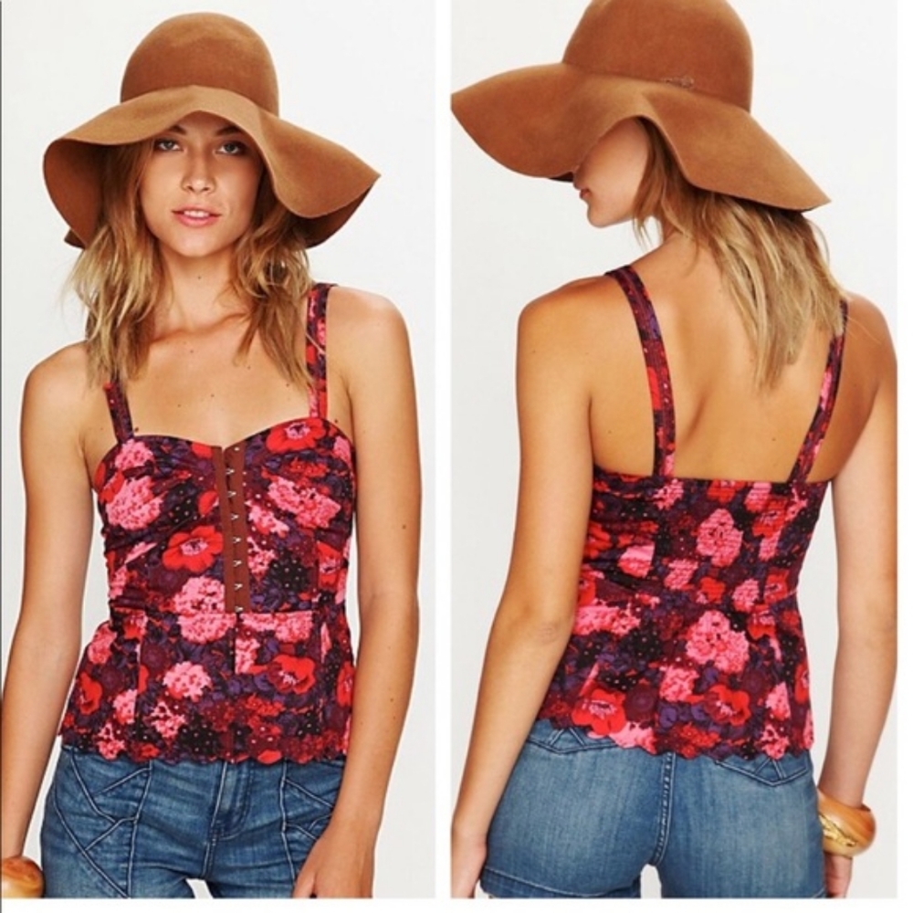 Free People Candy Coated Floral Bustier Tank